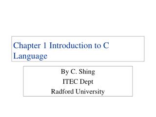 Chapter 1 Introduction to C Language