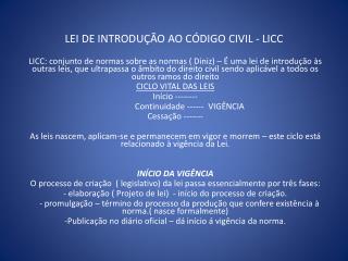 LEI DE INTRODUÇÃO AO CÓDIGO CIVIL - LICC