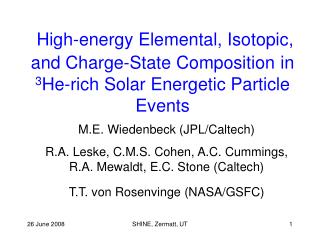 M.E. Wiedenbeck (JPL/Caltech)