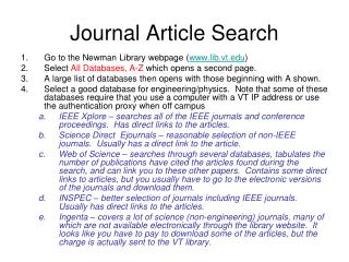 Journal Article Search