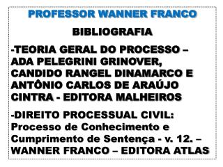 PROFESSOR WANNER FRANCO BIBLIOGRAFIA