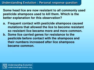 Understanding Evolution : Personal response question