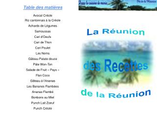 La Réunion des Recettes de la Réunion