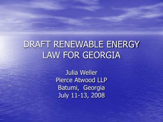 DRAFT RENEWABLE ENERGY LAW FOR GEORGIA