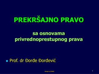 PREKRŠAJNO PRAVO sa osnovama privrednoprestupnog prava