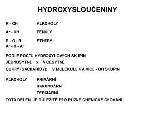 HYDROXYSLOUČENINY