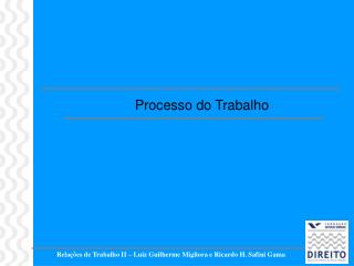 Relações de Trabalho II – Luiz Guilherme Migliora e Ricardo H. Safini Gama