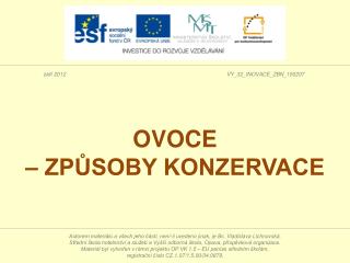 Ovoce – způsoby konzervace