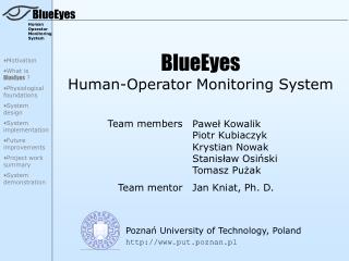 BlueEyes Human-Operator Monitoring System