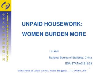 UNPAID HOUSEWORK: WOMEN BURDEN MORE Liu Wei