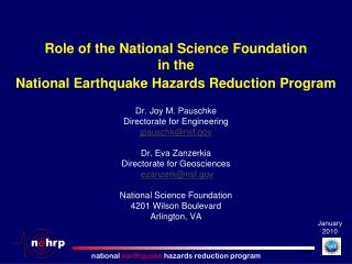 Dr. Joy M. Pauschke Directorate for Engineering jpauschk@nsf Dr. Eva Zanzerkia