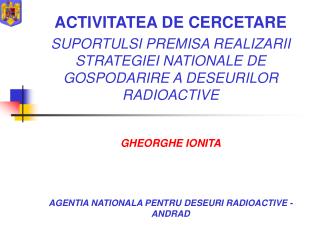 ACTIVITATEA DE CERCETARE