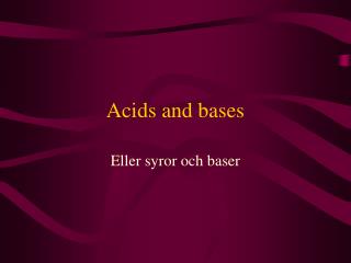 Acids and bases