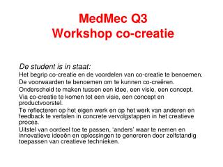 MedMec Q3 Workshop co-creatie