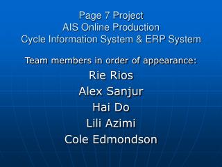 Page 7 Project AIS Online Production Cycle Information System &amp; ERP System