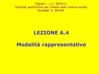 LEZIONE A.4 Modalità rappresentative