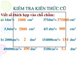 KIỂM TRA KIẾN THỨC CŨ