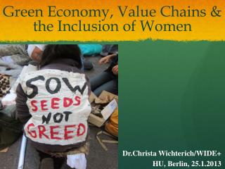 Green Economy, Value Chains &amp; the Inclusion of Women