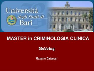MASTER in CRIMINOLOGIA CLINICA