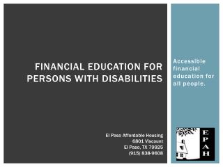 Financial education for persons with disabilities