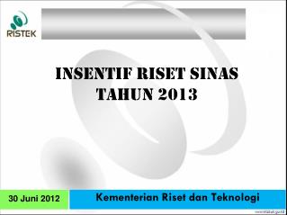 INSENTIF RISET SINAS tahun 2013