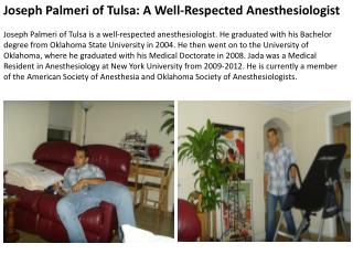 Joseph Palmeri of Tulsa A Well-Respected Anesthesiologist