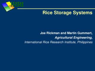 Rice Storage Systems