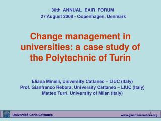 Change management in universities: a case study of the Polytechnic of Turin