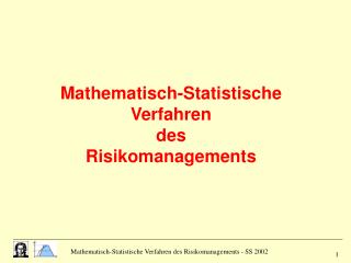 Mathematisch-Statistische Verfahren des Risikomanagements