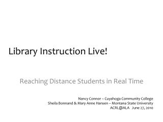 Library Instruction Live!