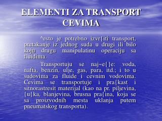ELEMENTI ZA TRANSPORT CEVIMA