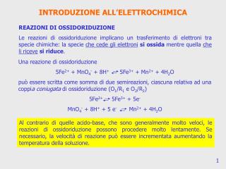 INTRODUZIONE ALL’ELETTROCHIMICA