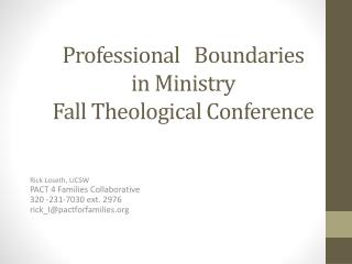 Professional Boundaries in Ministry Fall Theological Conference
