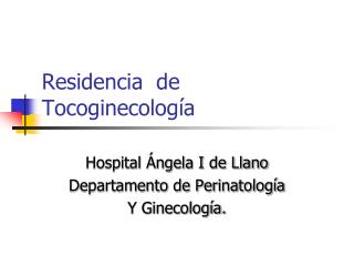 Residencia de Tocoginecología