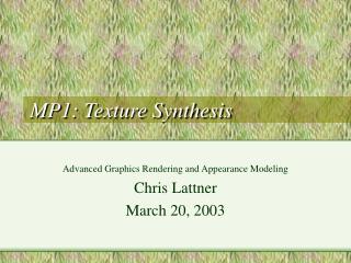 MP1: Texture Synthesis