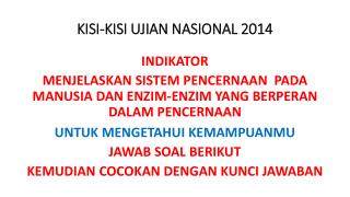 KISI-KISI UJIAN NASIONAL 2014