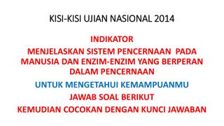 KISI-KISI UJIAN NASIONAL 2014