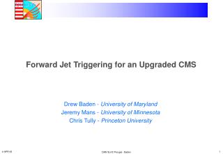 Forward Jet Triggering for an Upgraded CMS