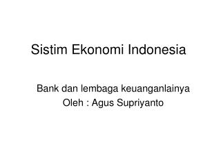 Sistim Ekonomi Indonesia