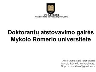 Doktorantų atstovavimo gairės Mykolo Romerio universitete