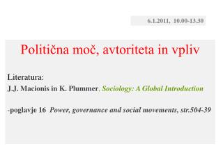 Politična moč, avtoriteta in vpliv Literatura: