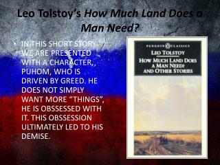 Leo Tolstoy’s How Much Land Does a Man Need?