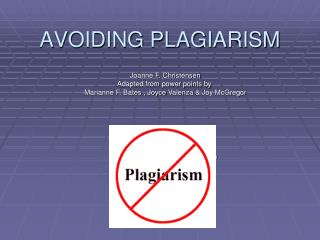 AVOIDING PLAGIARISM