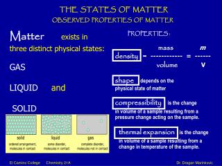 THE STATES OF MATTER