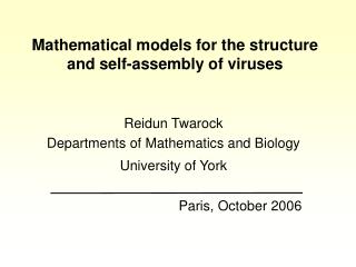 Mathematical models for the structure and self-assembly of viruses