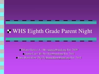 WHS Eighth Grade Parent Night