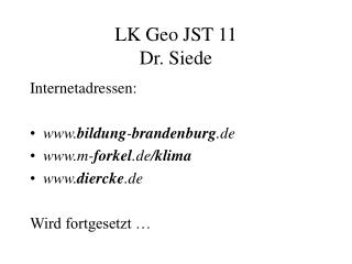 LK Geo JST 11 Dr. Siede