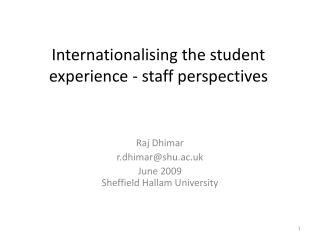 Internationalising the student experience - staff perspectives