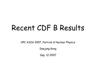 Recent CDF B Results