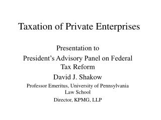 Taxation of Private Enterprises